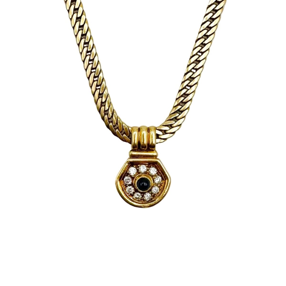 Collier Pendentif VAN CLEEF & ARPELS en or jaune, saphir et diamants - Castafiore