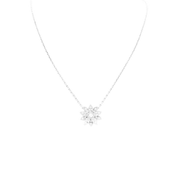 Collier Pendentif VAN CLEEF & ARPELS. "Lotus" en or blanc et diamants - Castafiore