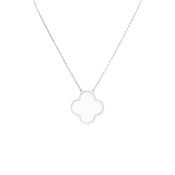 Collier Pendentif VAN CLEEF & ARPELS "Magic Alhambra" en or blanc et nacre - Castafiore
