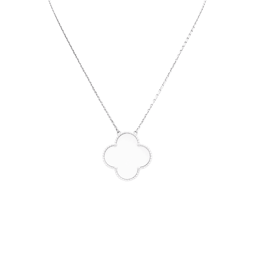 Collier Pendentif VAN CLEEF & ARPELS "Magic Alhambra" en or blanc et nacre - Castafiore