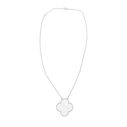 Collier Pendentif VAN CLEEF & ARPELS "Magic Alhambra" en or blanc et nacre - Castafiore
