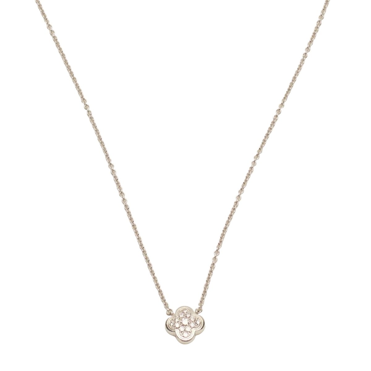 Collier Pendentif VAN CLEEF & ARPELS "Pure Alhambra" en or blanc et diamants - Castafiore