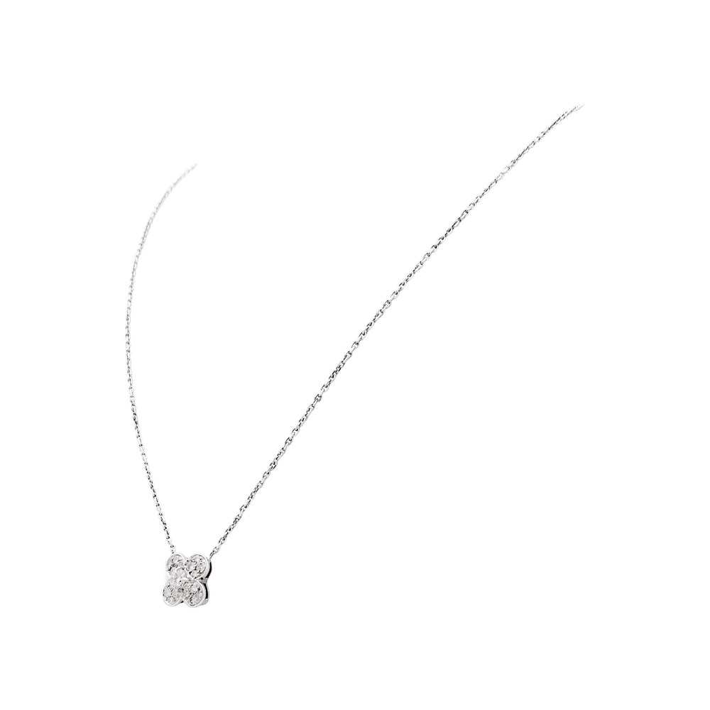 Collier Pendentif VAN CLEEF & ARPELS "Trèfle" en or blanc et diamants - Castafiore