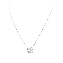 Collier Pendentif VAN CLEEF & ARPELS "Trèfle" en or blanc et diamants - Castafiore
