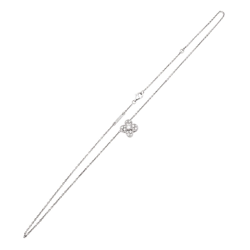 Collier Pendentif VAN CLEEF & ARPELS "Trèfle" en or blanc et diamants - Castafiore