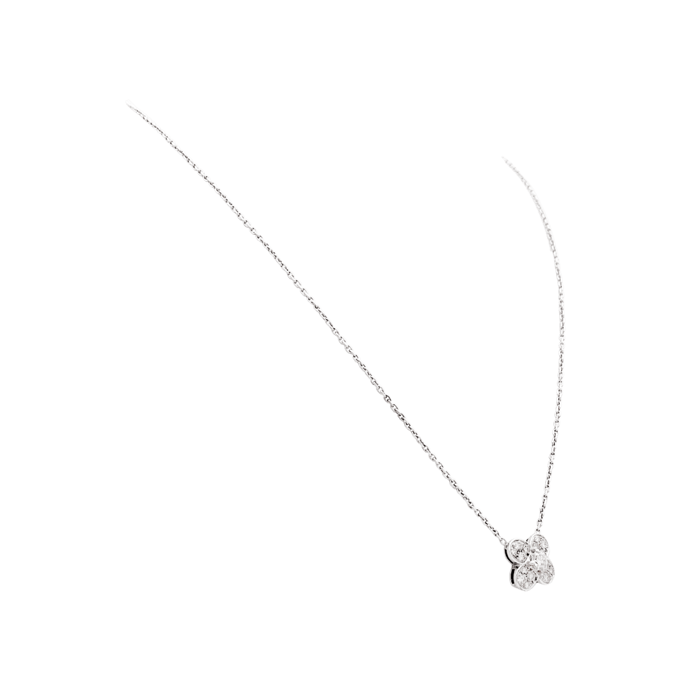 Collier Pendentif VAN CLEEF & ARPELS "Trèfle" en or blanc et diamants - Castafiore