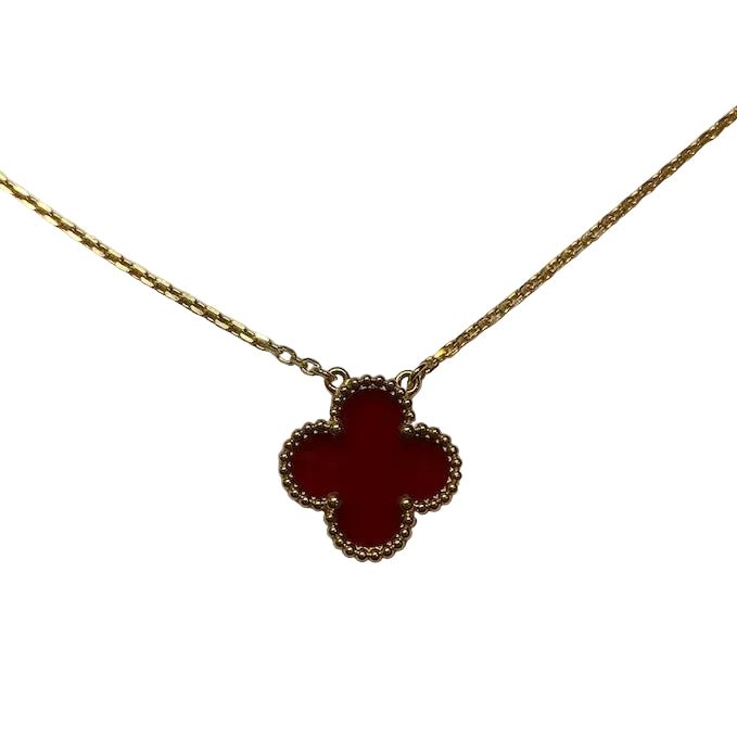 Collier Pendentif VAN CLEEF & ARPELS "Vintage Alhambra" en or jaune et cornaline - Castafiore