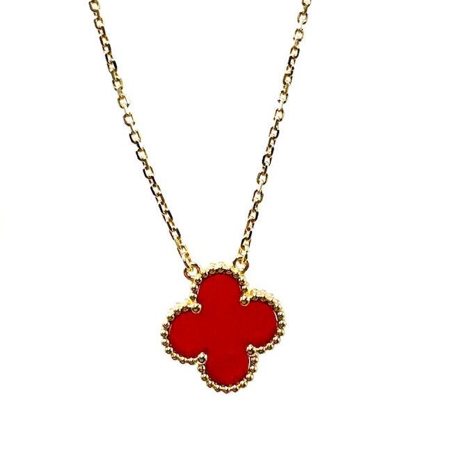 Collier Pendentif VAN CLEEF & ARPELS "Vintage Alhambra" en or jaune et cornaline - Castafiore