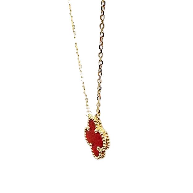 Collier Pendentif VAN CLEEF & ARPELS "Vintage Alhambra" en or jaune et cornaline - Castafiore