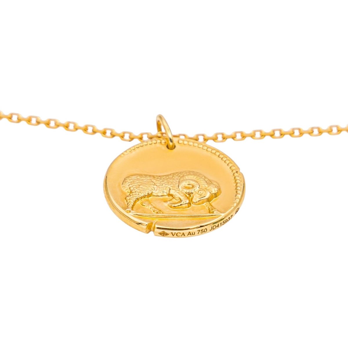 Collier Pendentif VAN CLEEF & ARPELS "Zodiaque Arietis" en or jaune - Castafiore