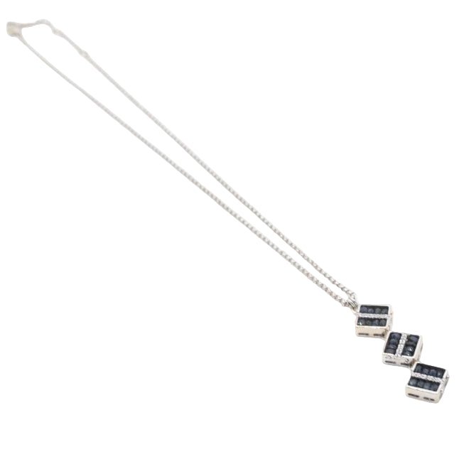 Collier Pendentif ZANCAN en or blanc et saphirs - Castafiore