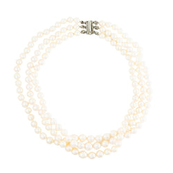 Collier Perles CARTIER en or blanc, platine et diamants - Castafiore