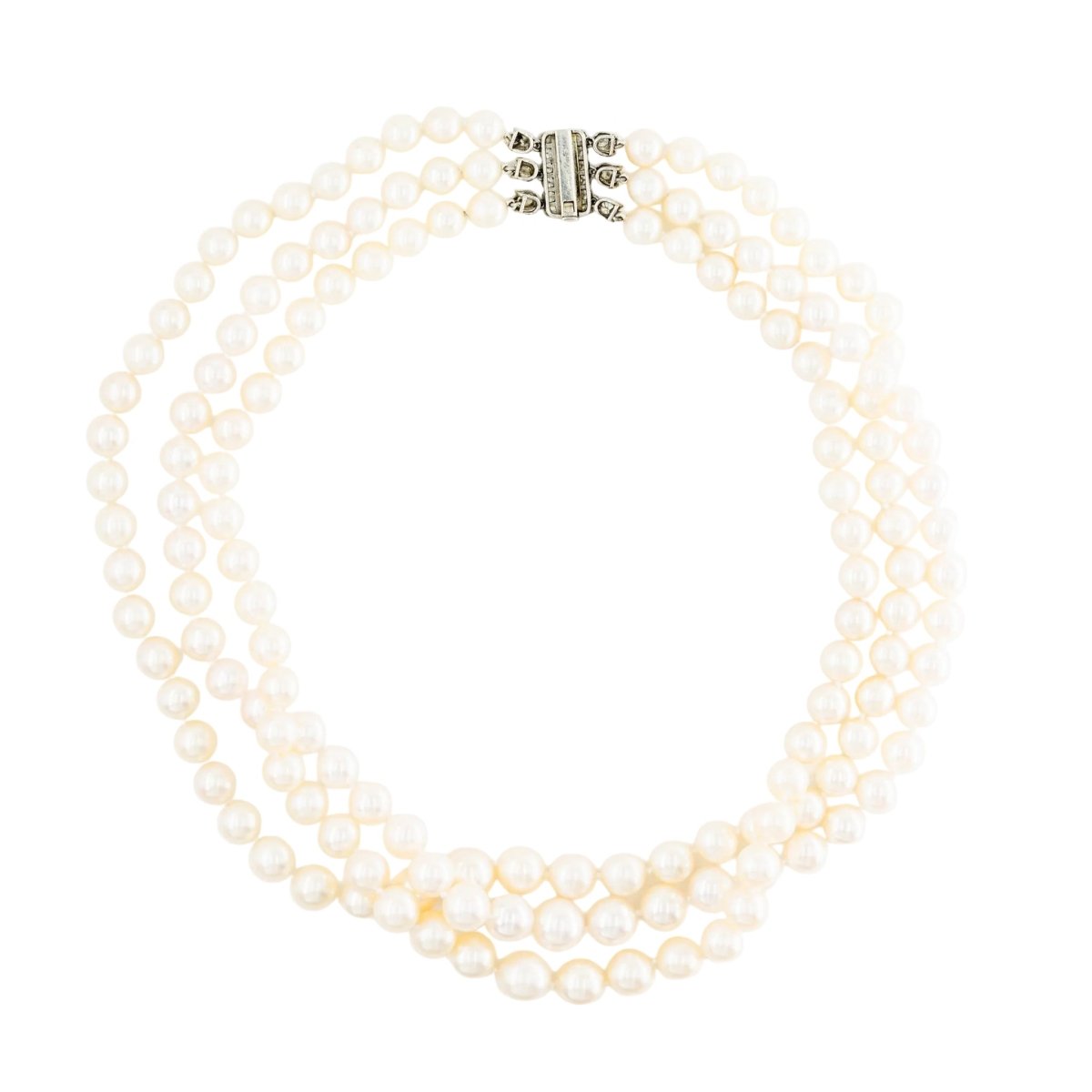 Collier Perles CARTIER en or blanc, platine et diamants - Castafiore
