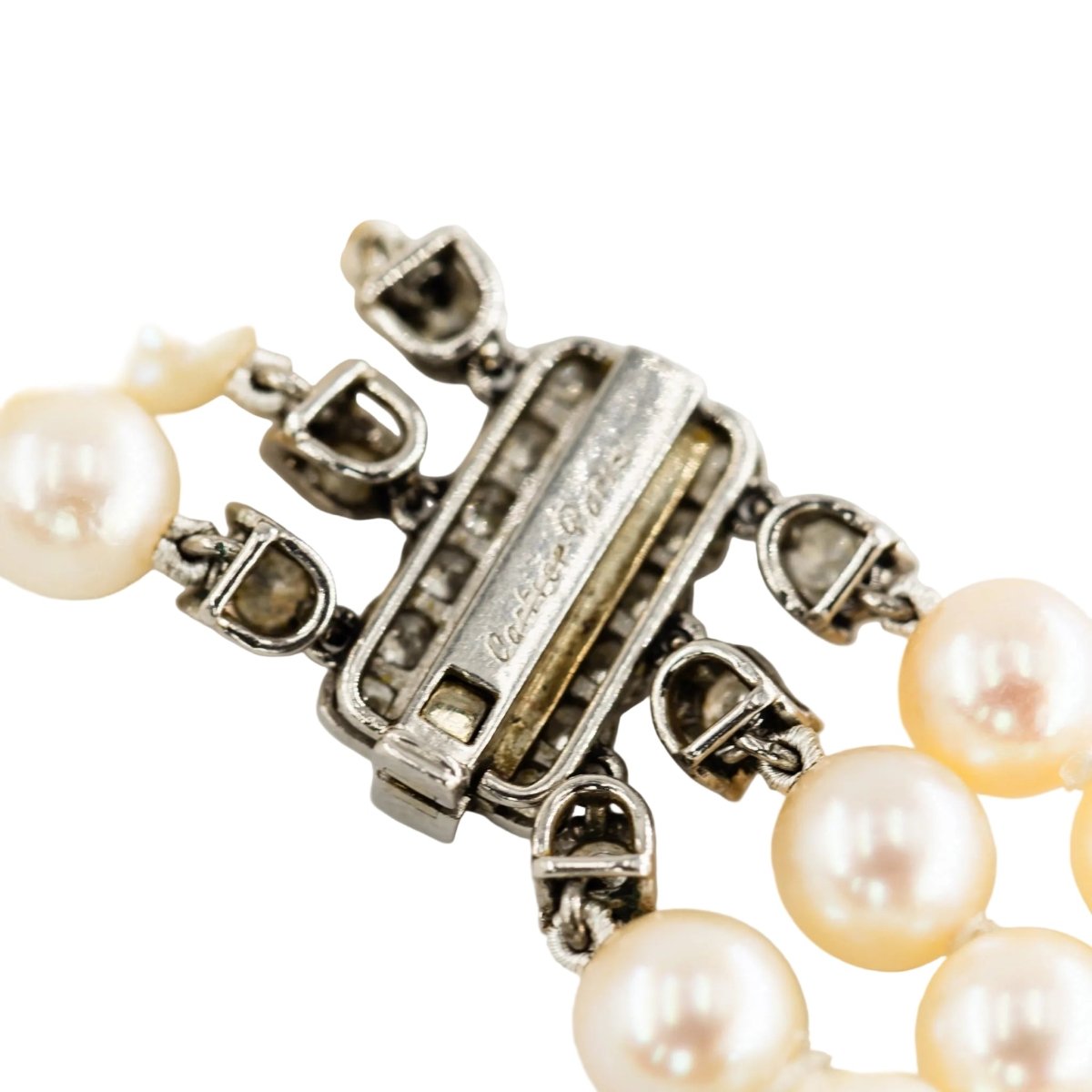 Collier Perles CARTIER en or blanc, platine et diamants - Castafiore