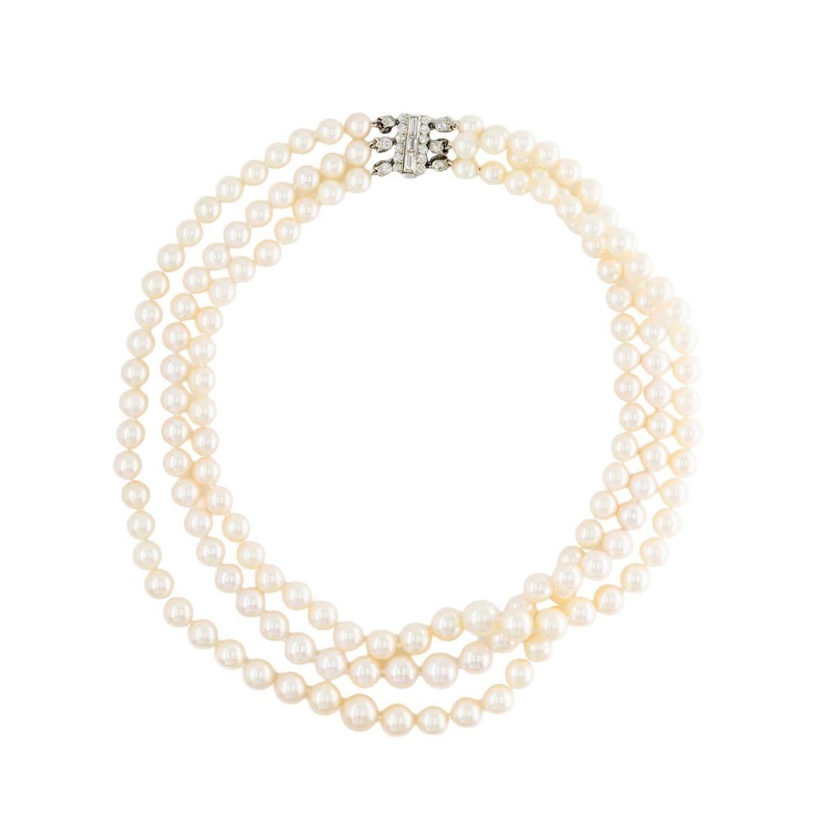 Collier Perles CARTIER en or blanc, platine et diamants - Castafiore