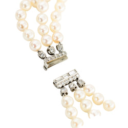 Collier Perles CARTIER en or blanc, platine et diamants - Castafiore