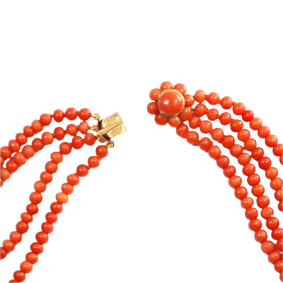 Collier perles de corail fermoir en or - Castafiore