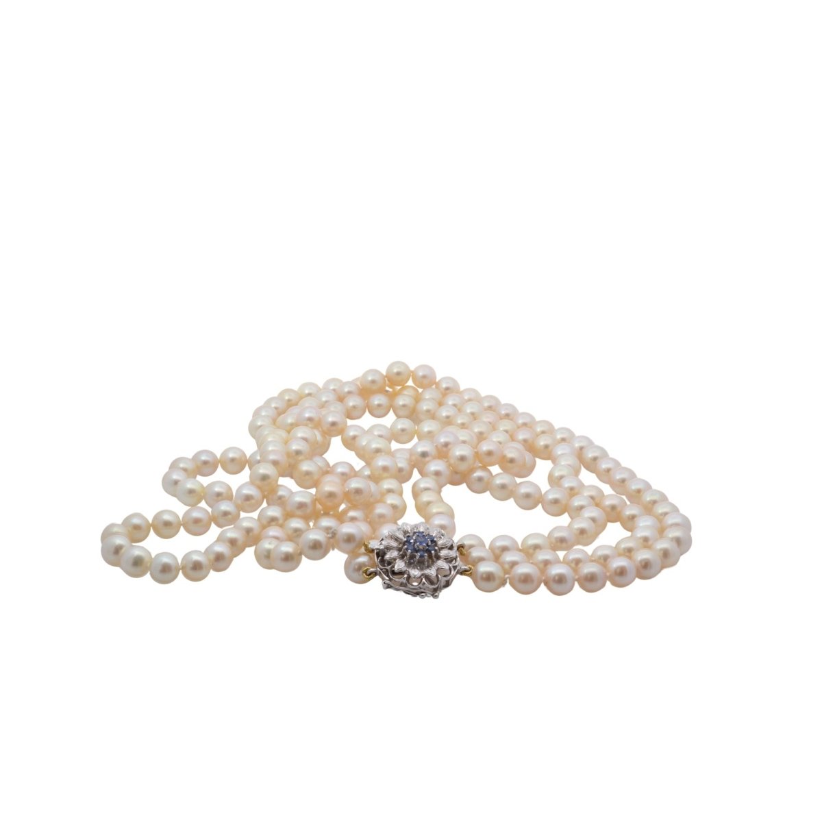 Collier perles de culture en or et saphirs - Castafiore
