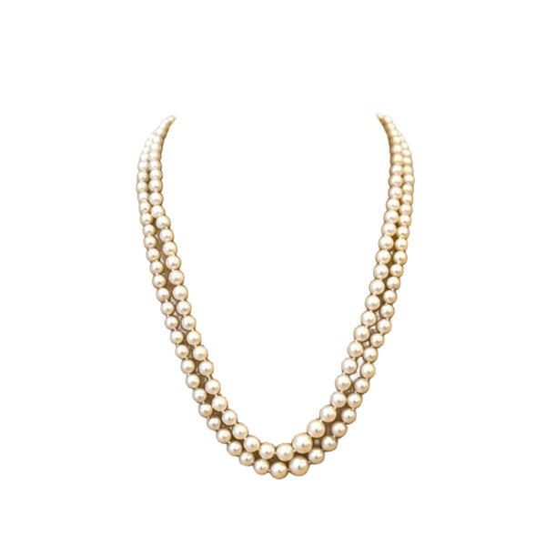Collier De Perles De Culture Avec Fermoir Or 18k - Collier Chute - Occasion - France