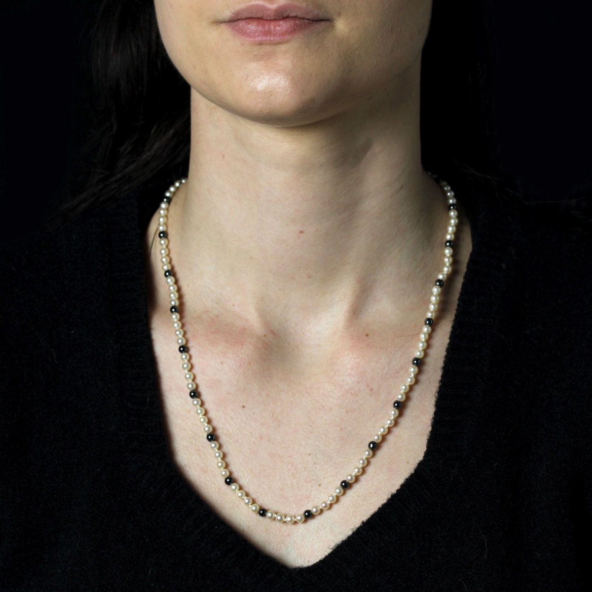 Collier perles de culture et hématites en or jaune - Castafiore