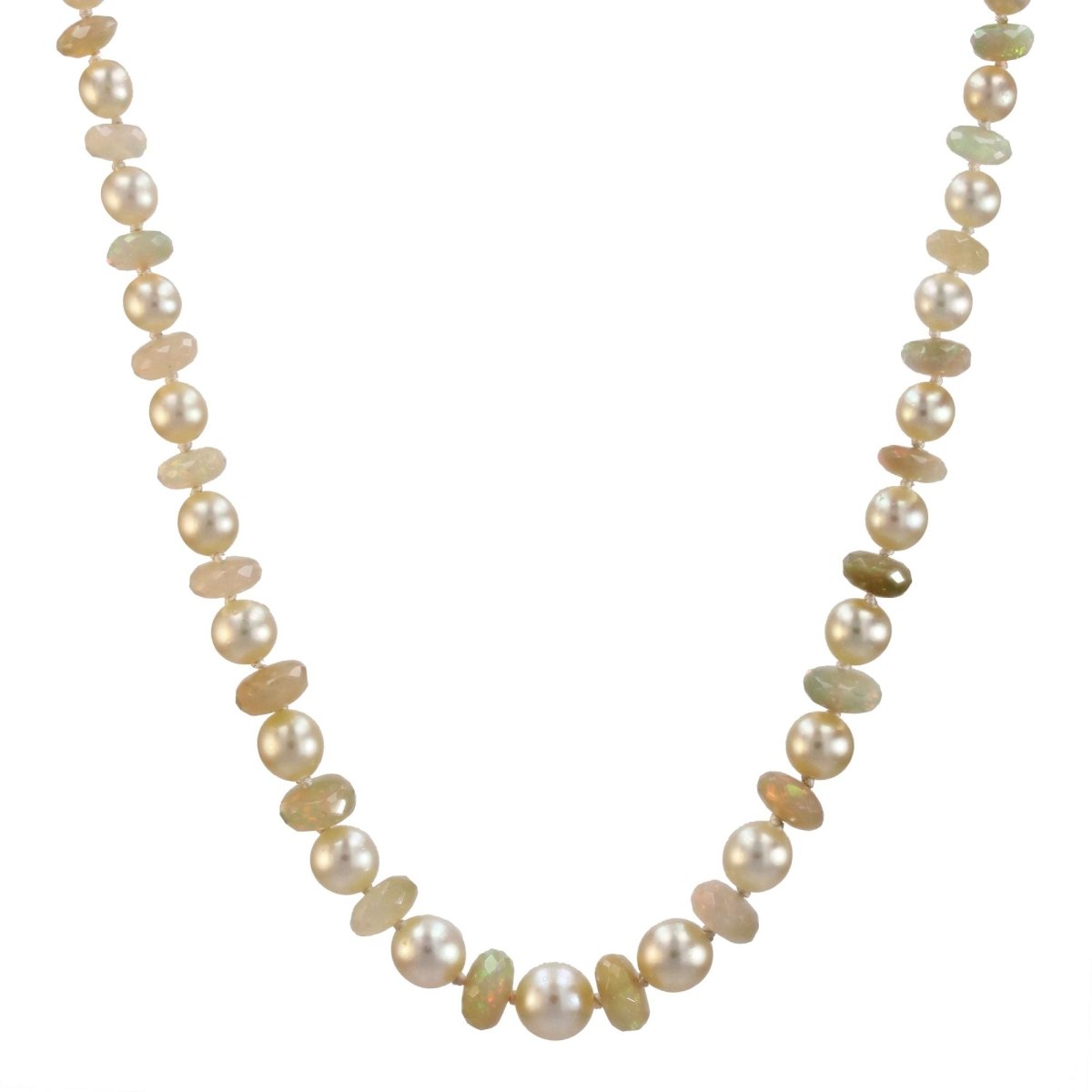 Collier perles de culture et perles d'opales facetté - Castafiore