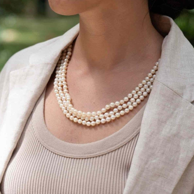 Collier perles de culture trois rangs - Castafiore