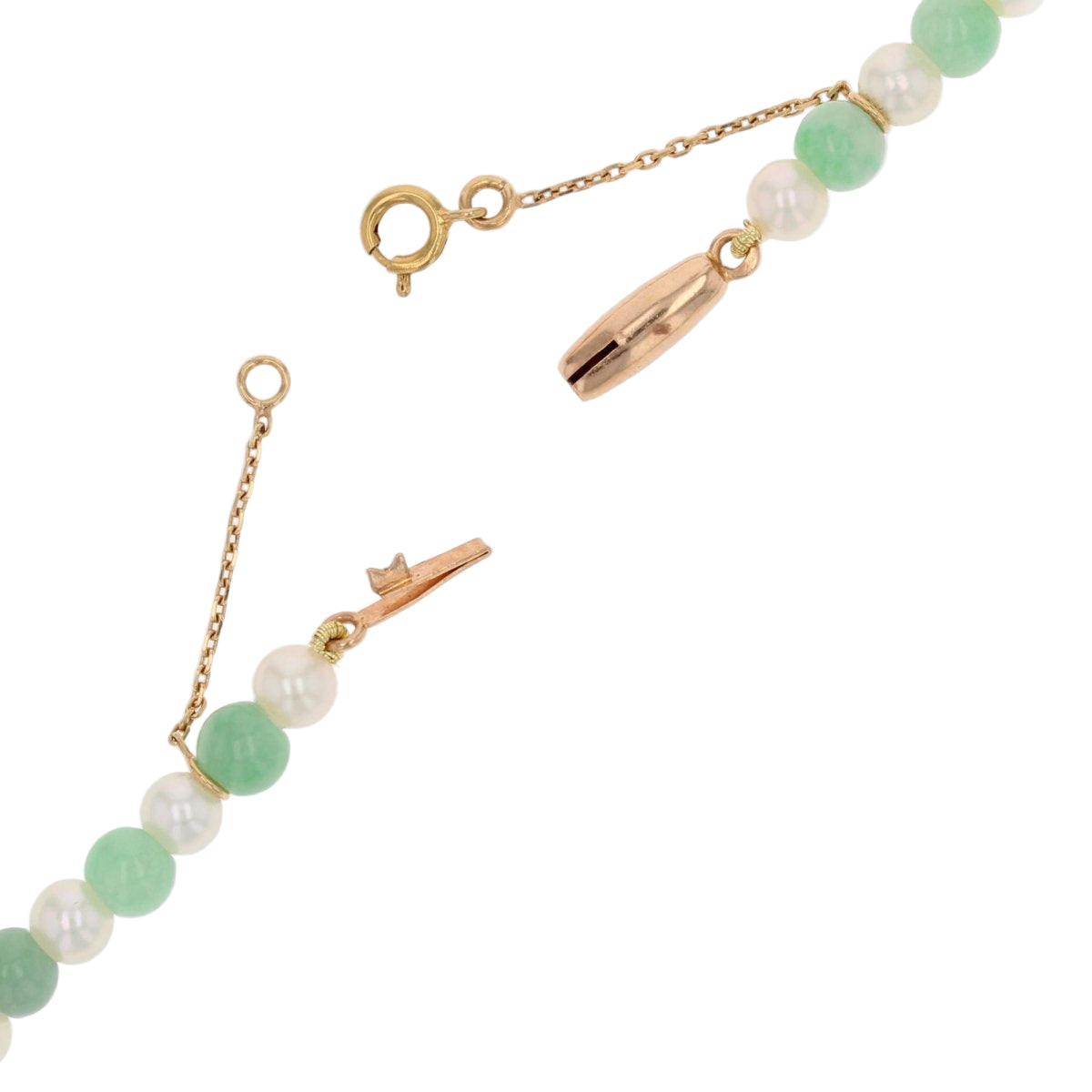 Collier perles de jade et perles de culture en or rose - Castafiore