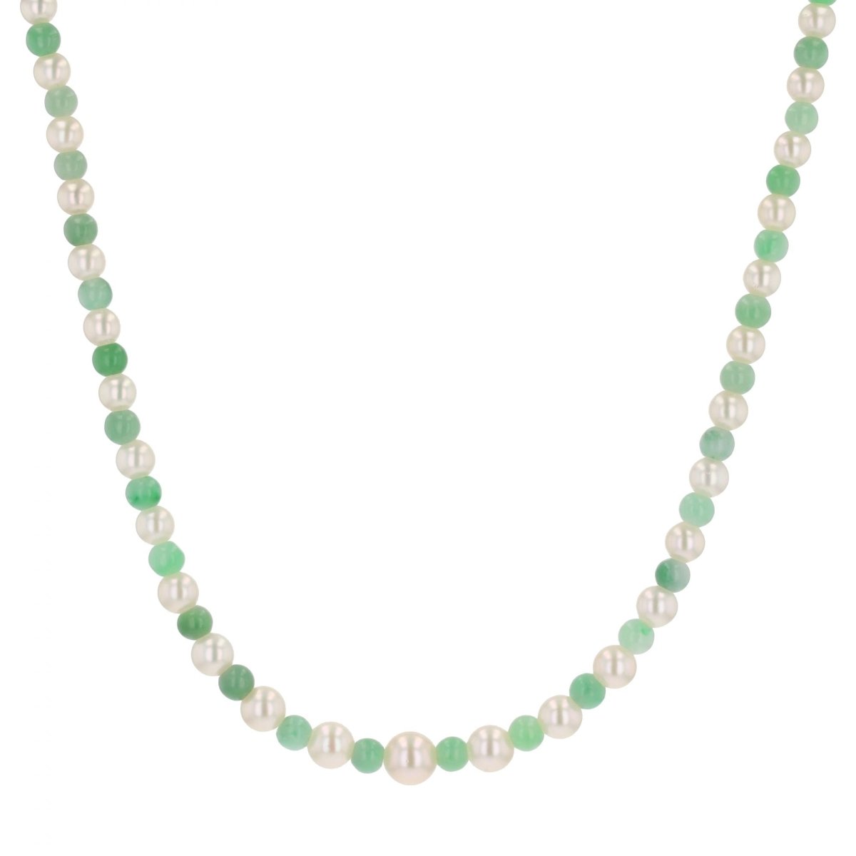 Collier perles de jade et perles de culture en or rose - Castafiore