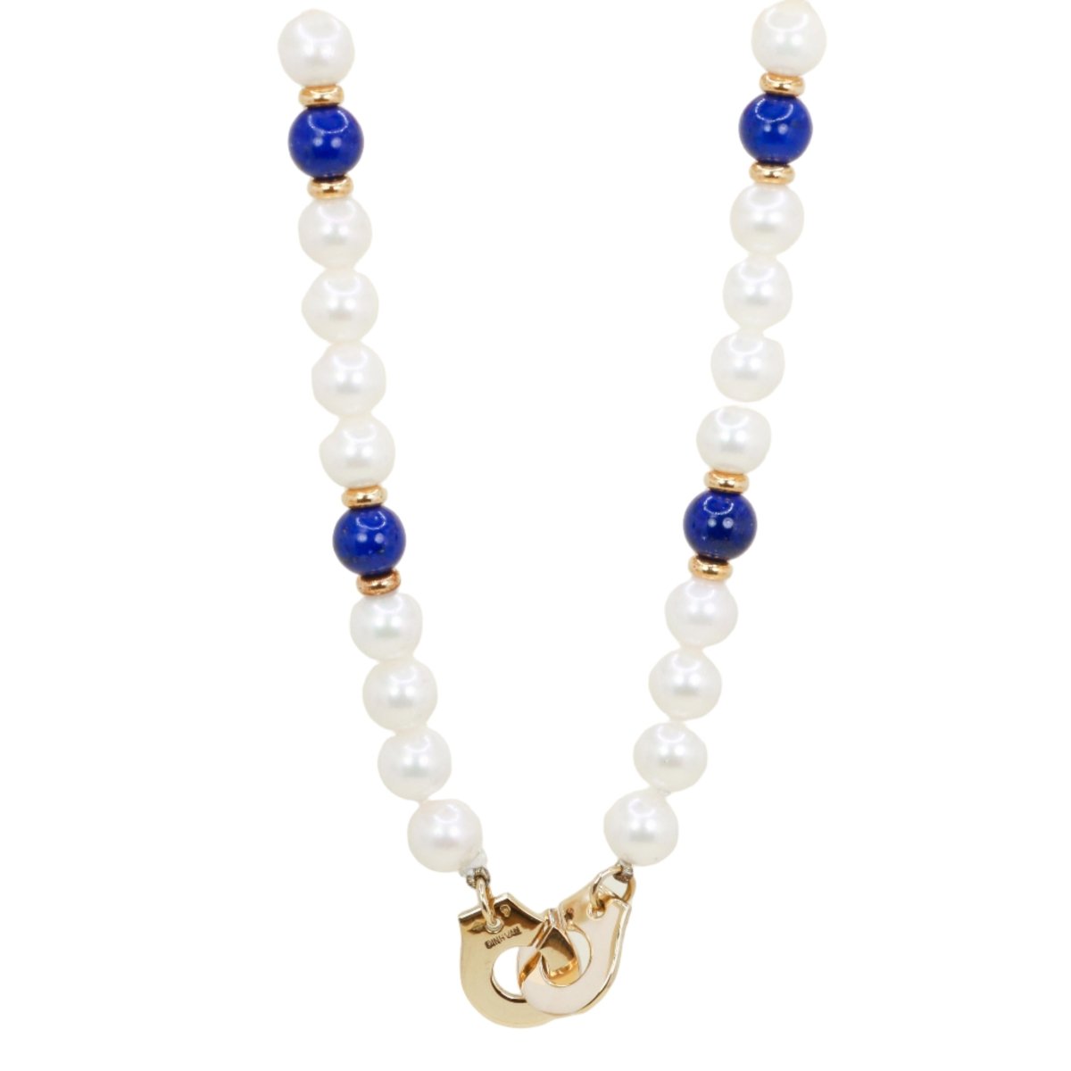 Collier Perles DINH VAN "Menottes R10" en or jaune et lapis - lazuli - Castafiore