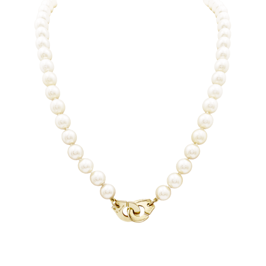 Collier Perles DINH VAN "Menottes R12" en or jaune et perles - Castafiore