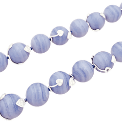 Collier Perles en or blanc, calcédoines et diamants - Castafiore