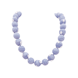 Collier Perles en or blanc, calcédoines et diamants - Castafiore