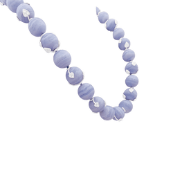 Collier Perles en or blanc, calcédoines et diamants - Castafiore
