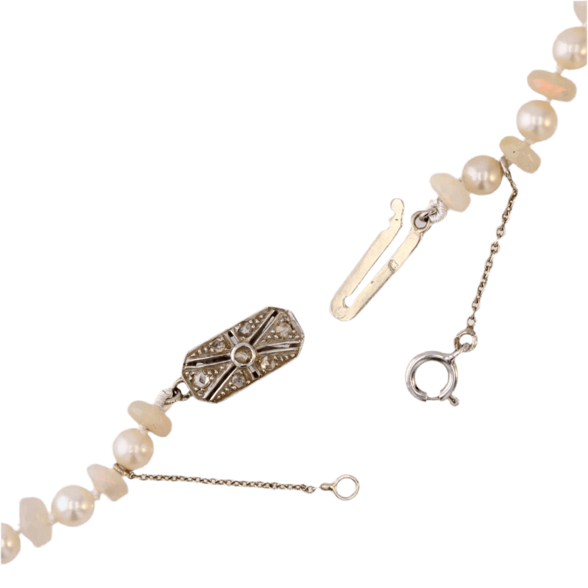Collier Perles en or blanc, opales, perles et diamants - Castafiore