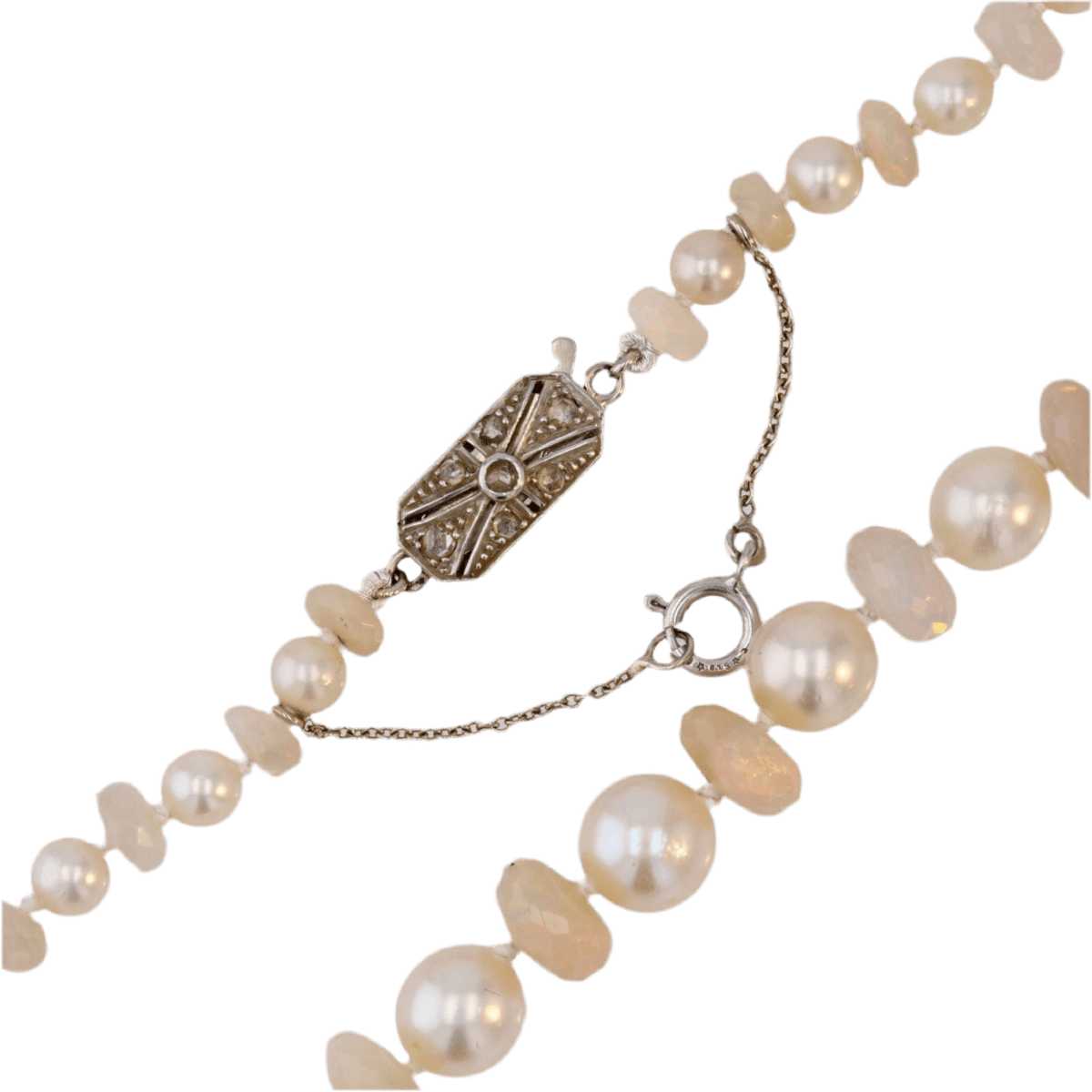 Collier Perles en or blanc, opales, perles et diamants - Castafiore