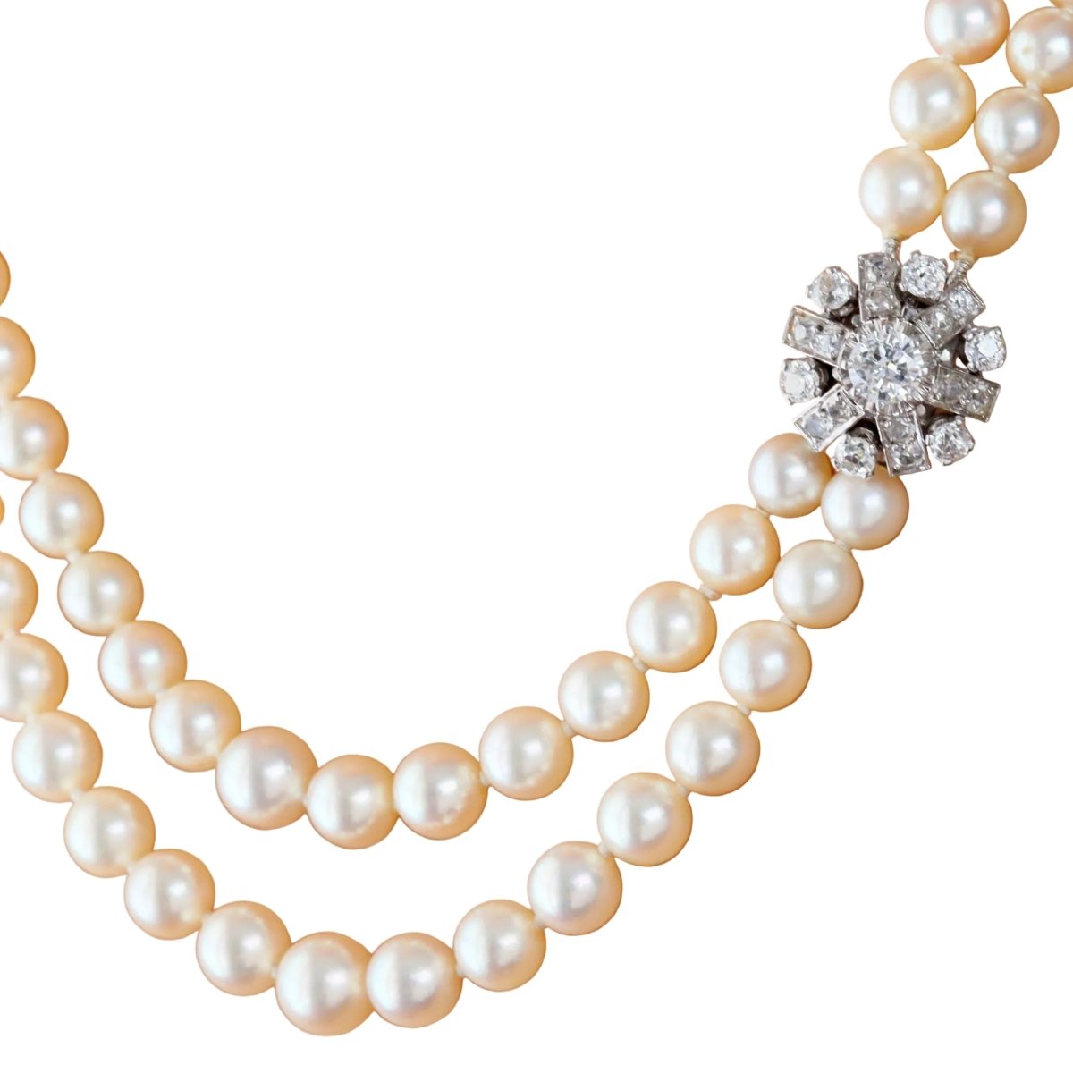 Collier Perles en or blanc, platine et diamants - Castafiore