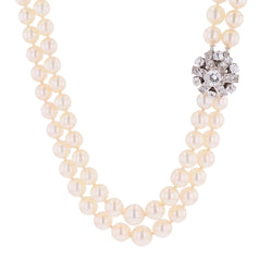 Collier Perles en or blanc, platine et diamants - Castafiore