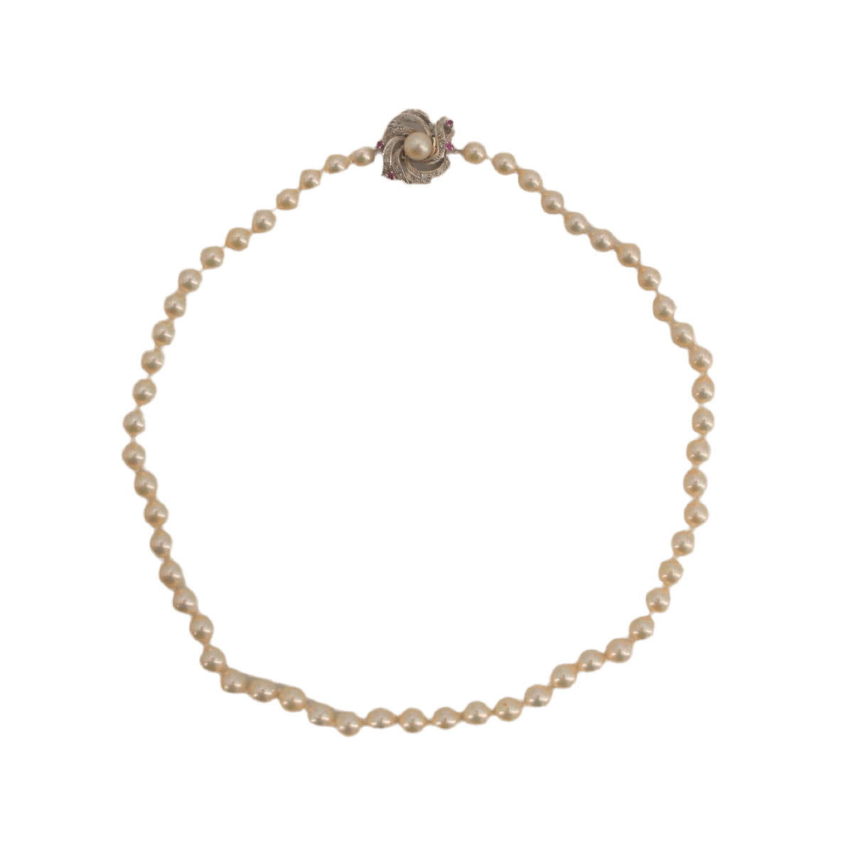 Collier Perles en or blanc, rubis et diamants - Castafiore