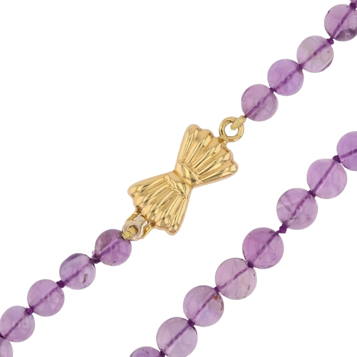 Collier Perles en or jaune et améthyste - Castafiore