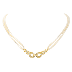 Collier Perles en or jaune et diamants - Castafiore