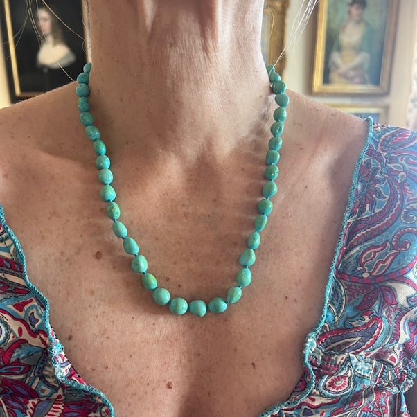 Collier Perles en or jaune et turquoises - Castafiore