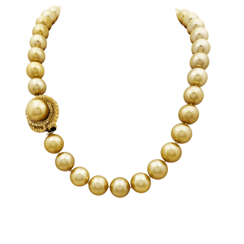 Collier Perles en or jaune, saphirs et diamants - Castafiore
