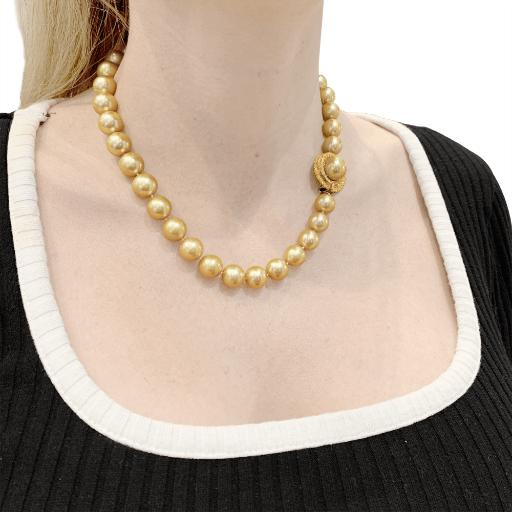 Collier Perles en or jaune, saphirs et diamants - Castafiore