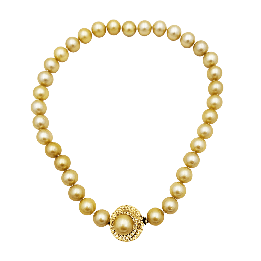 Collier Perles en or jaune, saphirs et diamants - Castafiore
