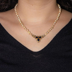 Collier Perles en or jaune, saphirs et diamants - Castafiore