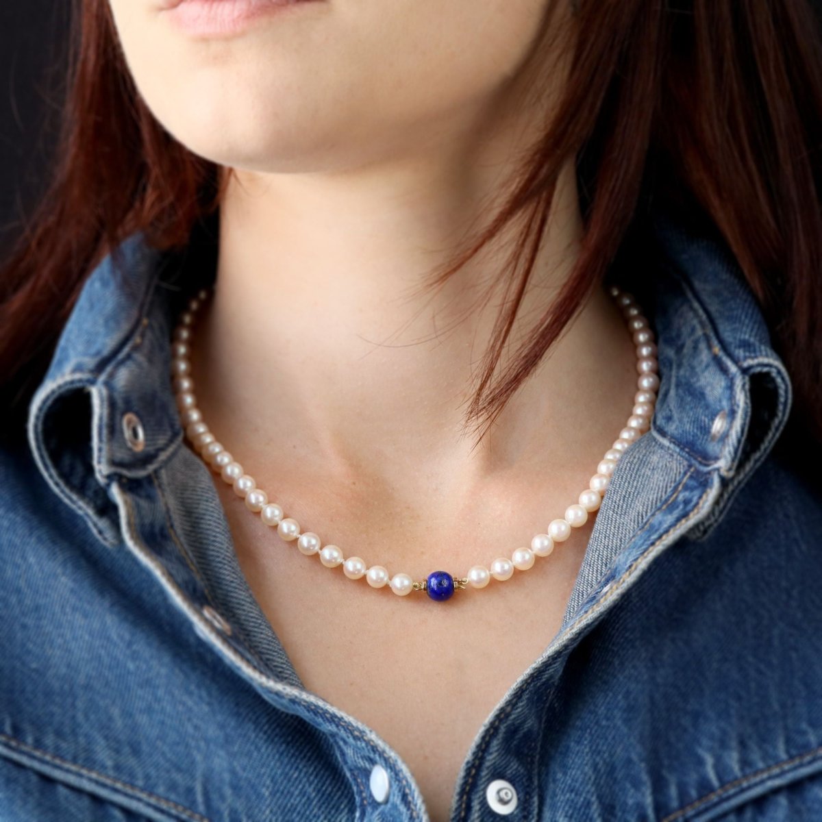 Collier Perles en perles et lapis - lazuli - Castafiore