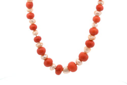 Collier perles fines et corail en or jaune - Castafiore