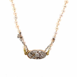 Collier perles fines et fermoir diamants en or 18k - Castafiore