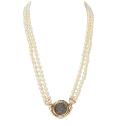 Collier pièce de constance II, perle de culture et diamants en or jaune - Castafiore