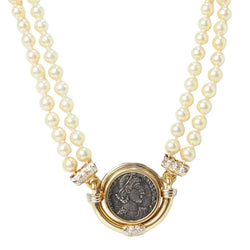 Collier pièce de constance II, perle de culture et diamants en or jaune - Castafiore